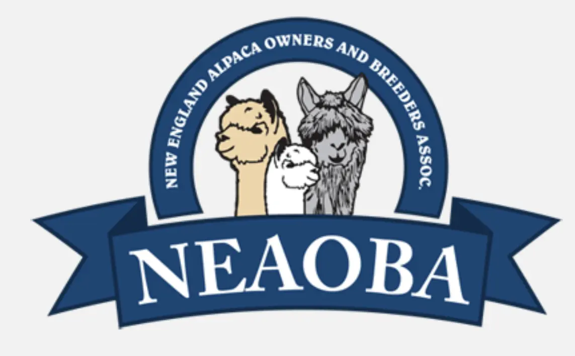 A blue and white logo with two animals